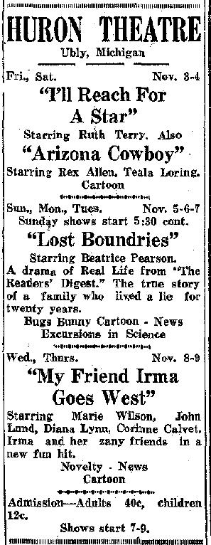 Huron Theatre - Old Ad From James Thompson (newer photo)